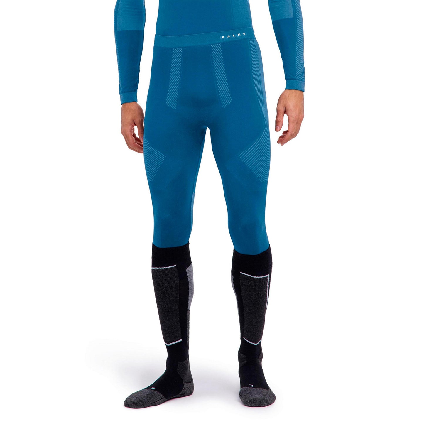 Falke Warm Long  Collant tight Hommes - bleu gris