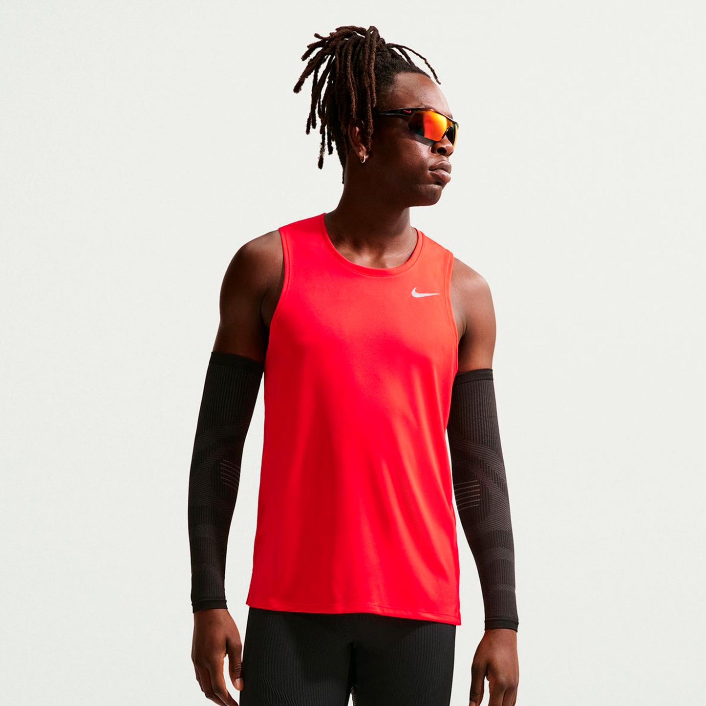 Nike Miler Maillot de course Hommes - rouge clair, argent
