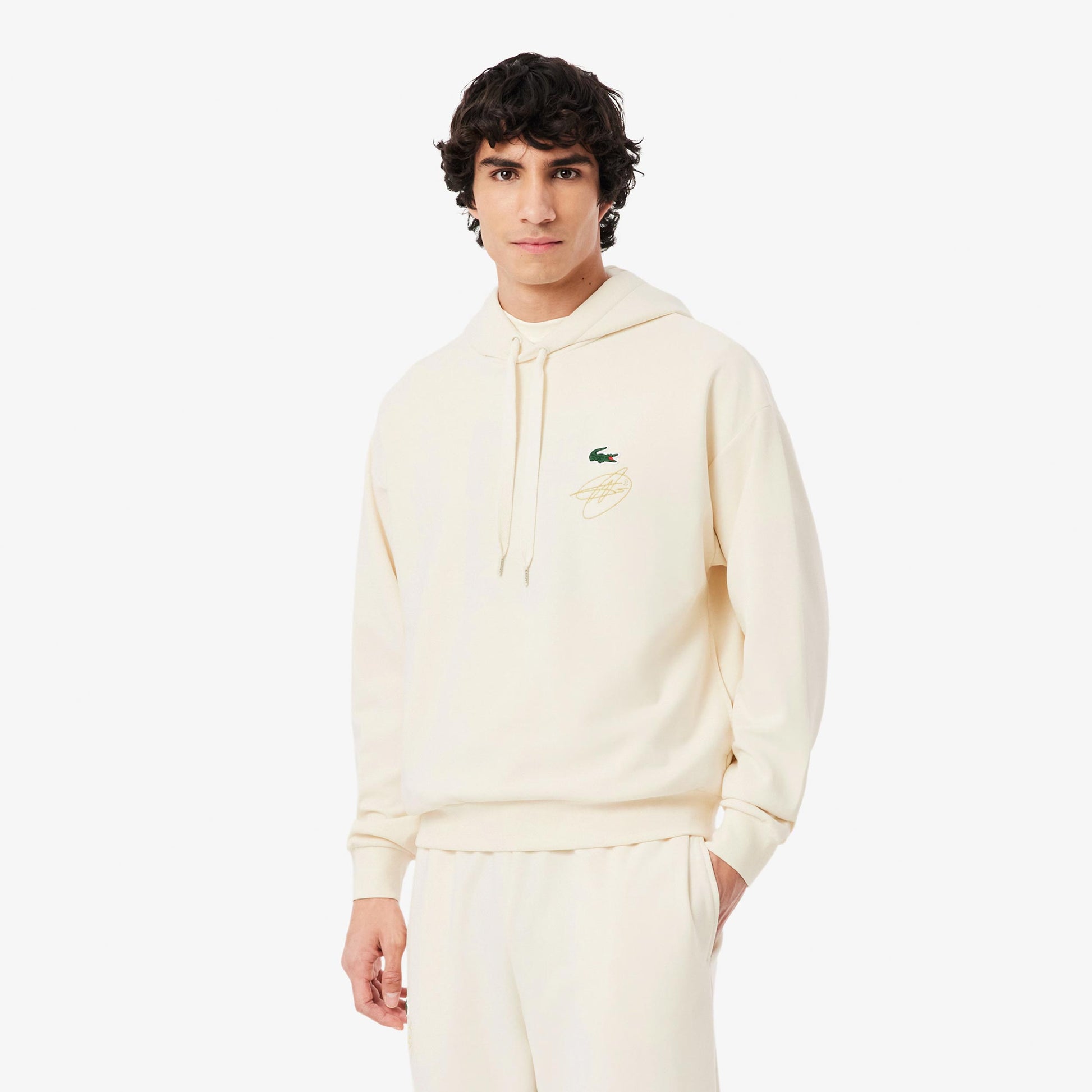 Lacoste Signature Sweat-shirt Hommes - blanc, multicouleur