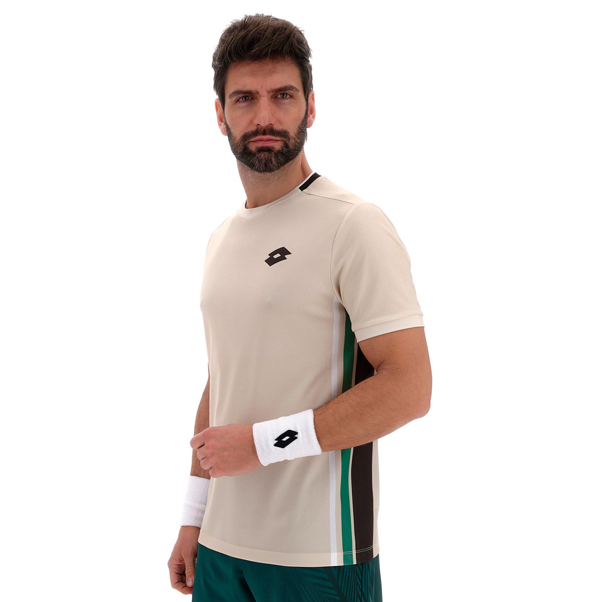 Lotto Tech VI T-shirt Hommes - crème, bleu petrol