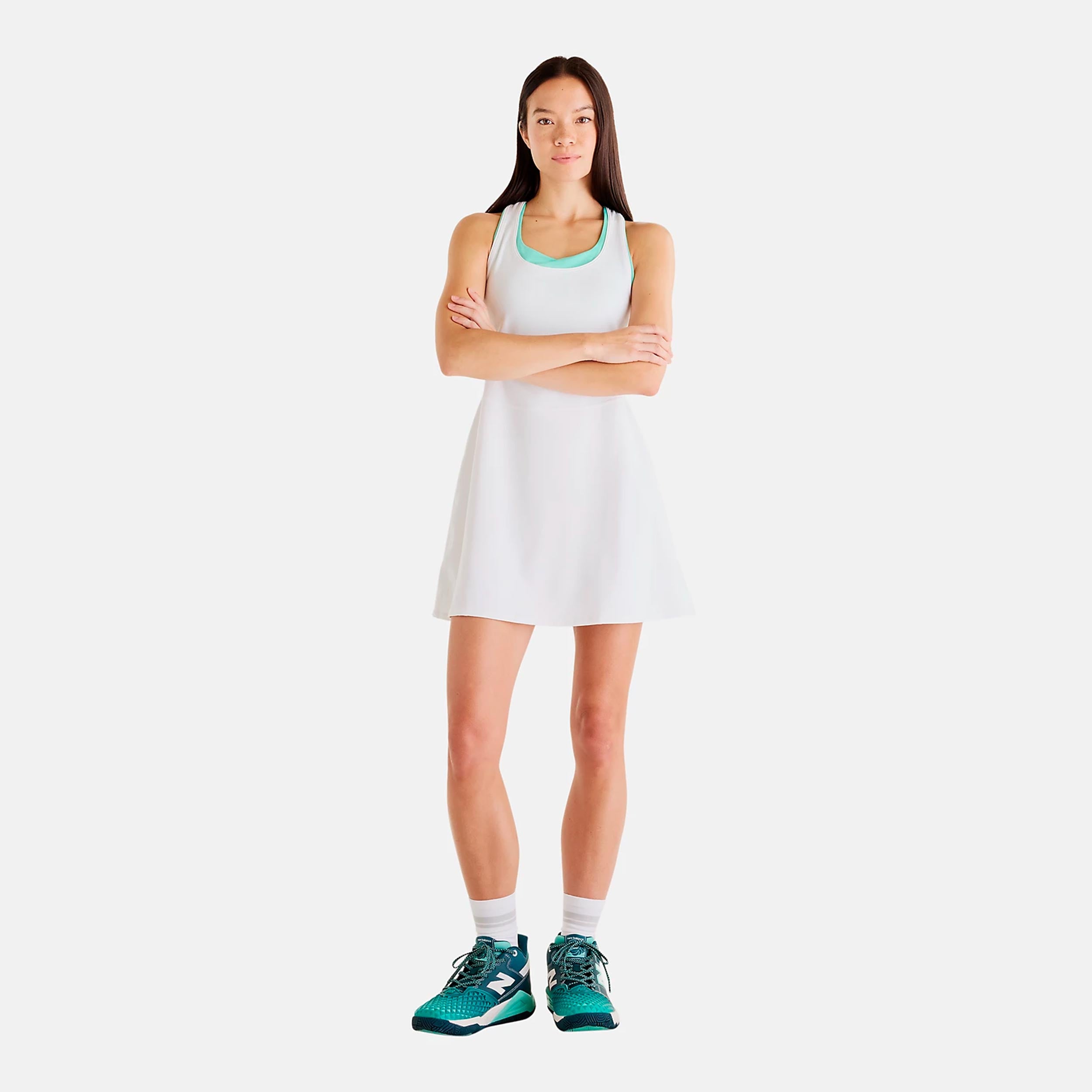 New Balance Tournament Dress Robe Femmes-blanc, vert