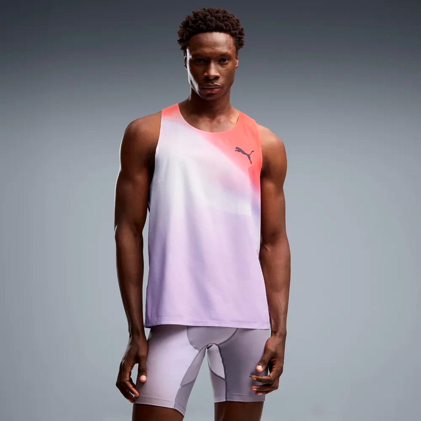 Puma Lightspeed Ultraweave Graphic  Maillot de course Hommes - gris clair, orange