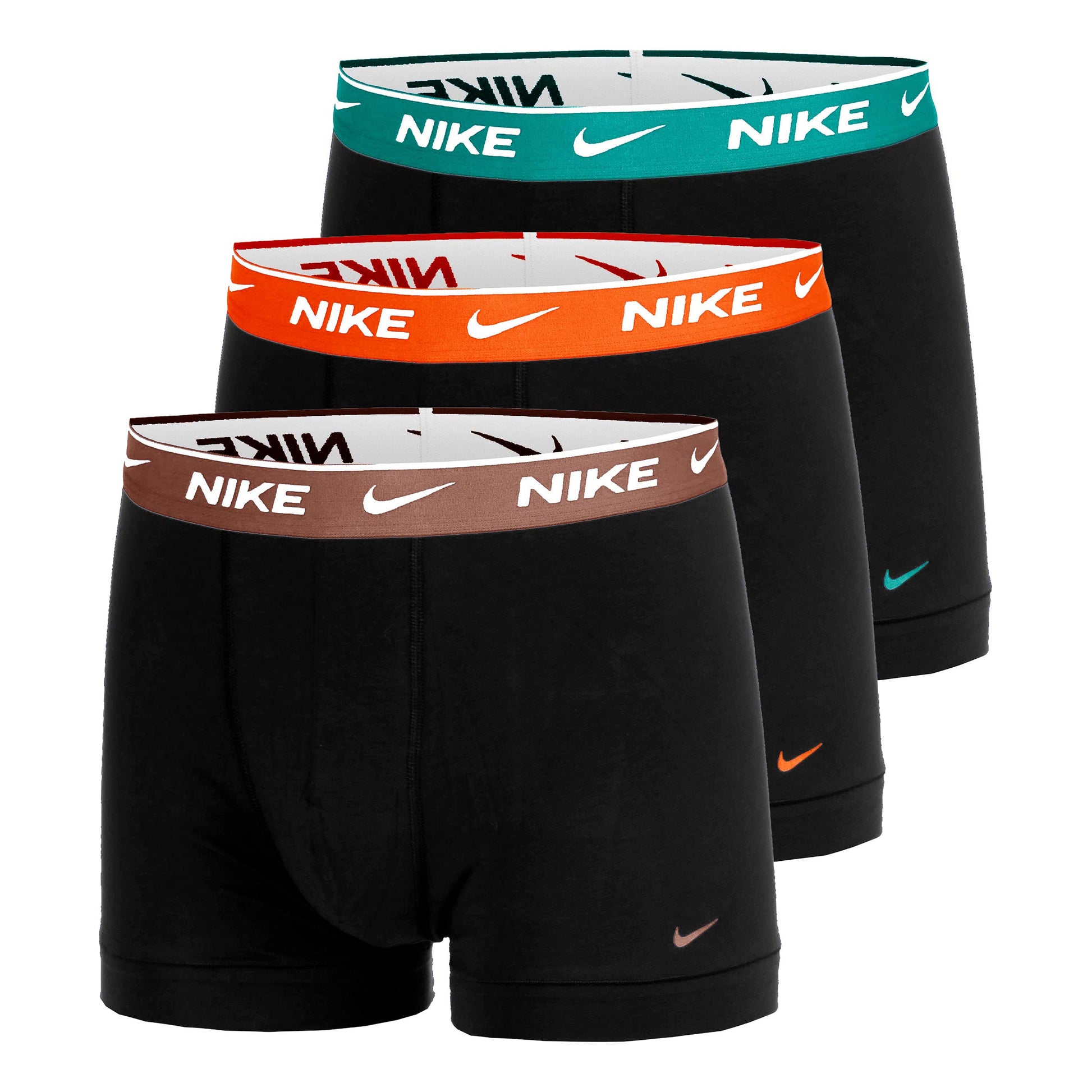 Nike Essential Cotton Stretch Trunk Caleçon Pack de 3 Hommes - noir, orange