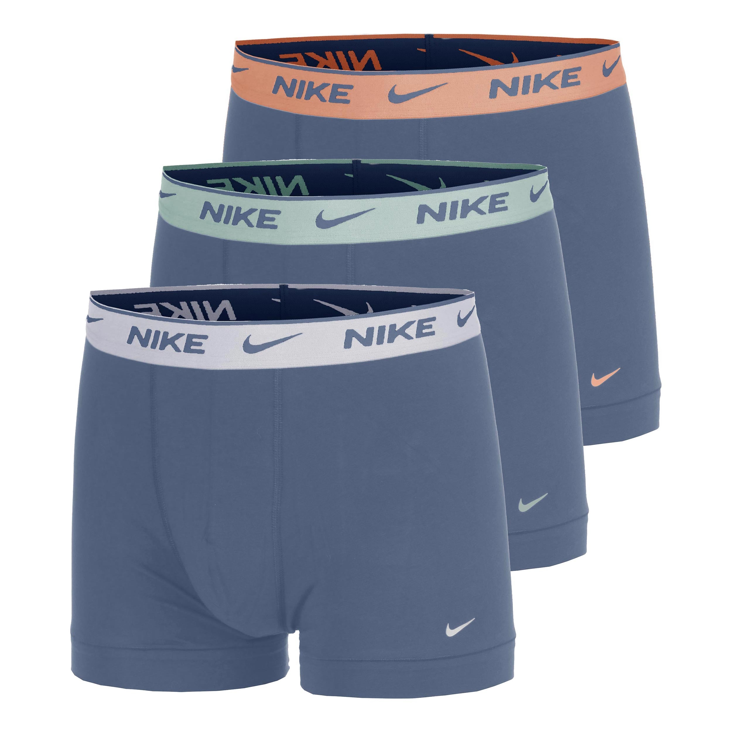 Nike Essential Cotton Stretch Trunk Caleçon Pack de 3 Hommes - bleu, orange