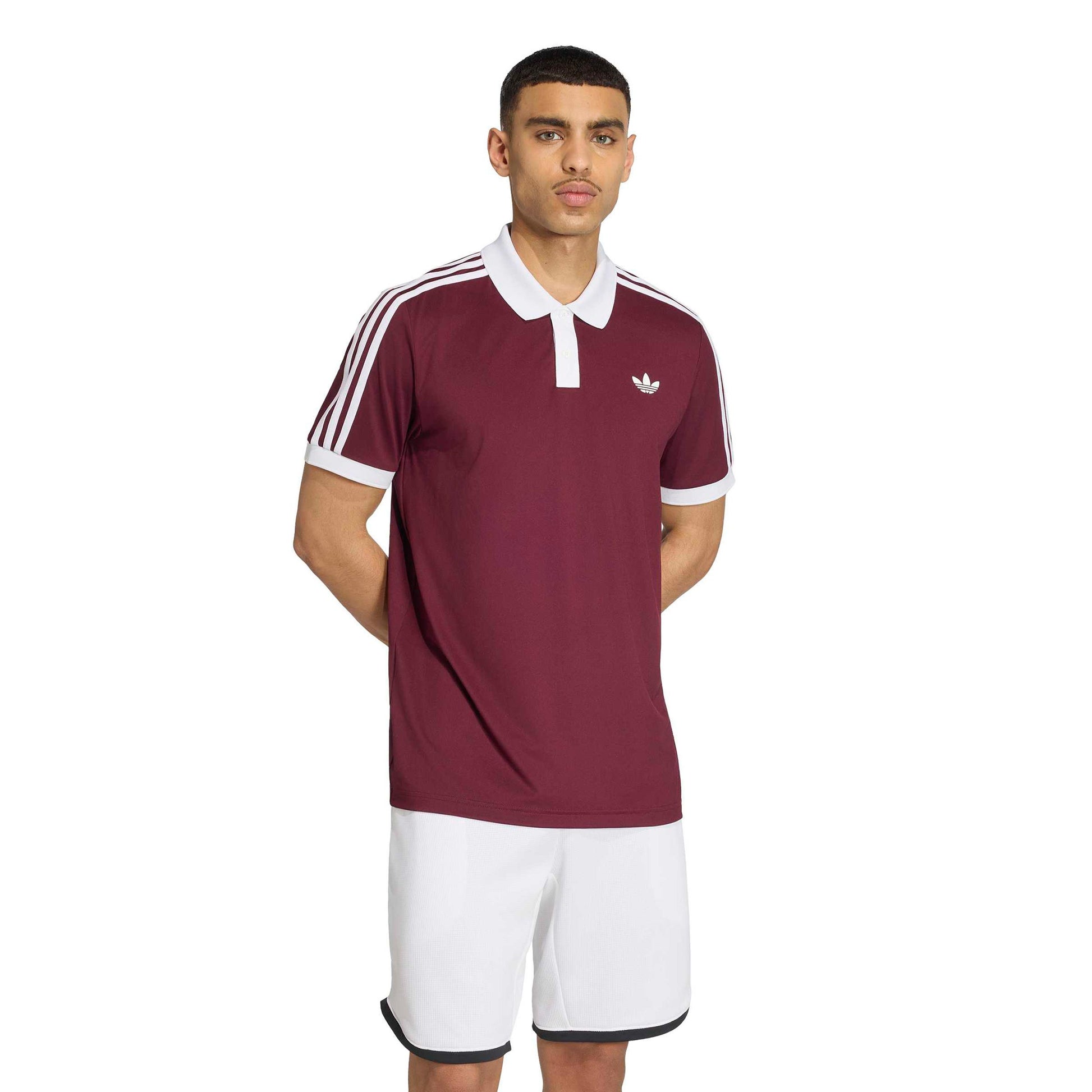 adidas Classics Polo Hommes - rouge vin, blanc