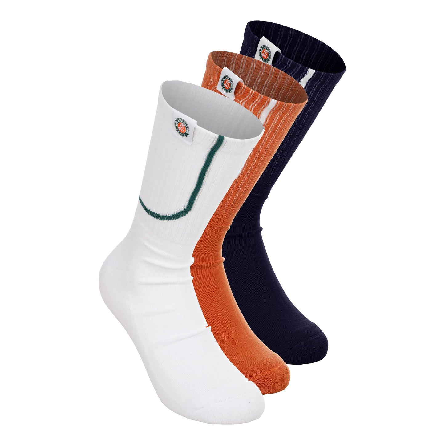 Roland Garros Chaussettes de tennis Pack de 3 Unisex - blanc, bleu foncé