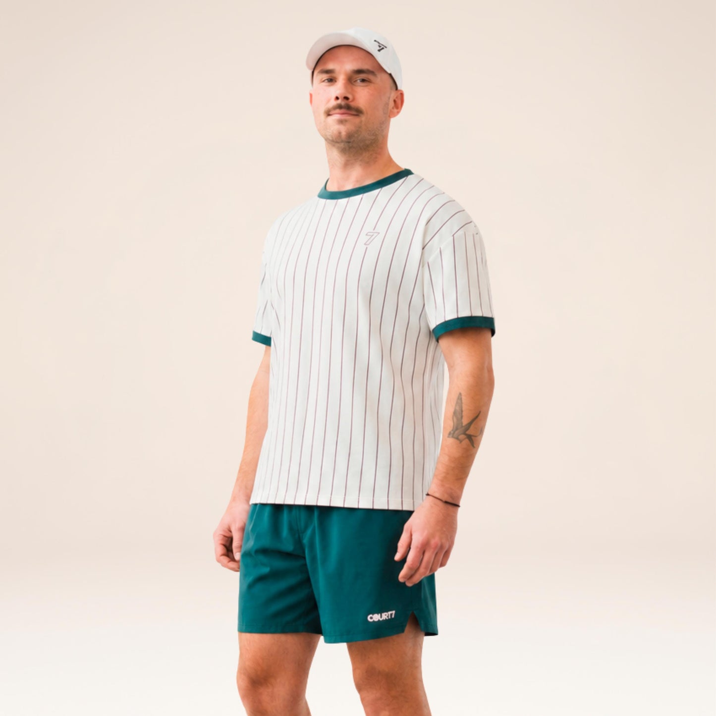 COURT7 AD-IN Stripes 2.0 T-shirt Unisex - blanc cassé, vert foncé