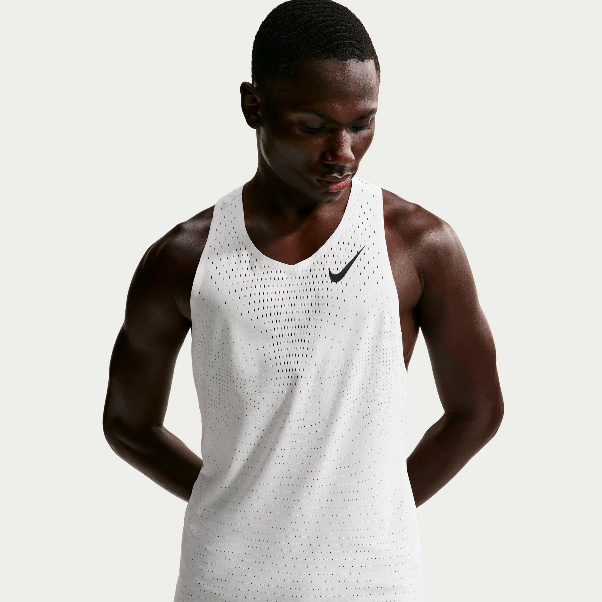 Nike AeroSwift Maillot de course Hommes - blanc, noir
