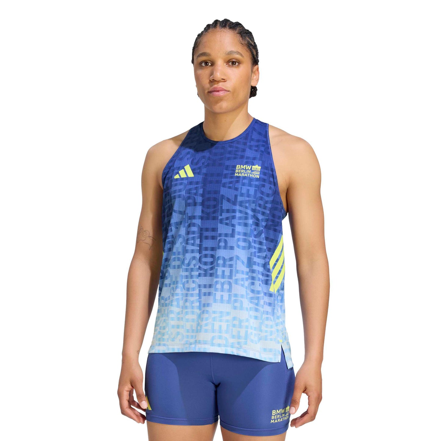 adidas BMW Berlin Maillot de course Femmes - bleu, jaune