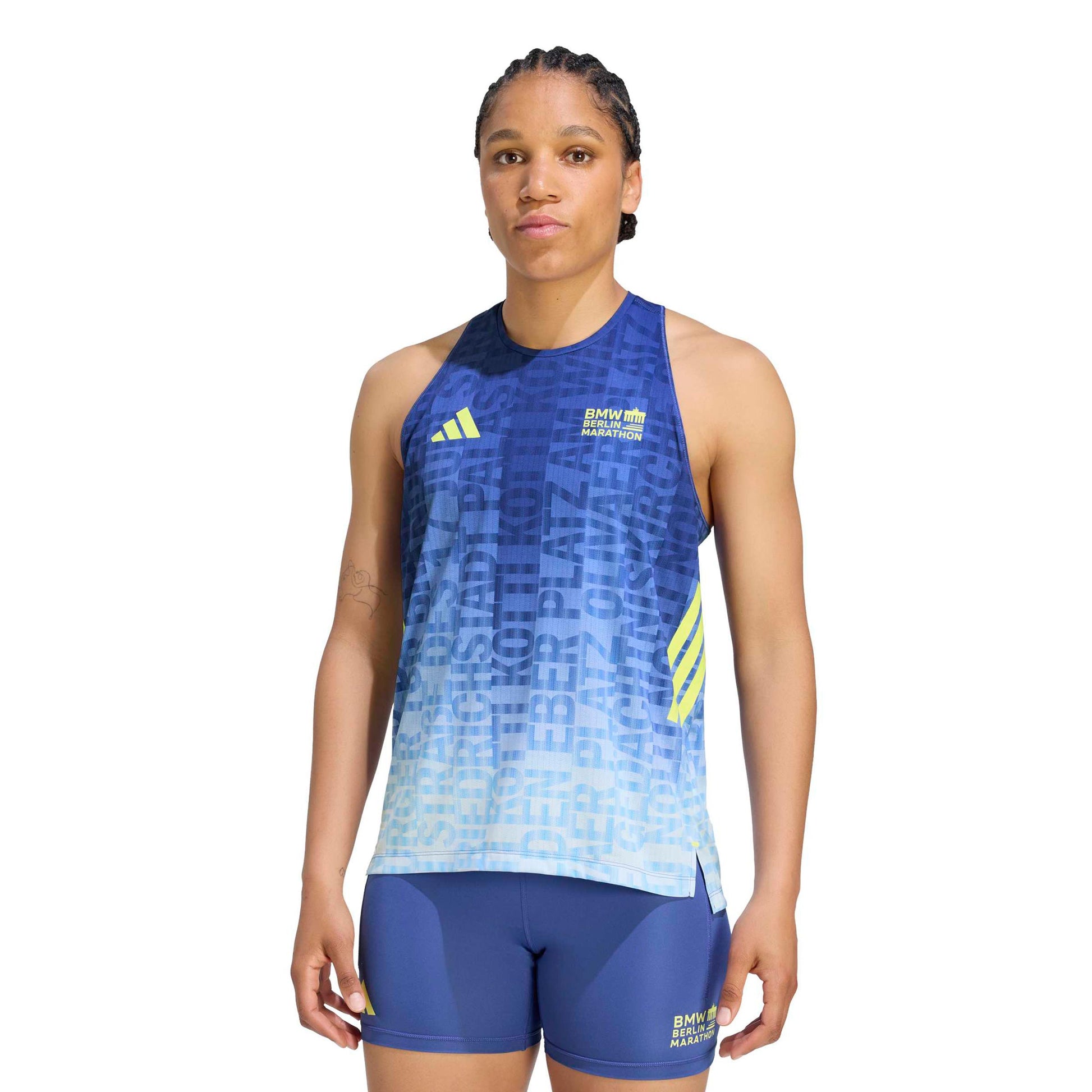 adidas BMW Berlin Maillot de course Femmes - bleu, jaune