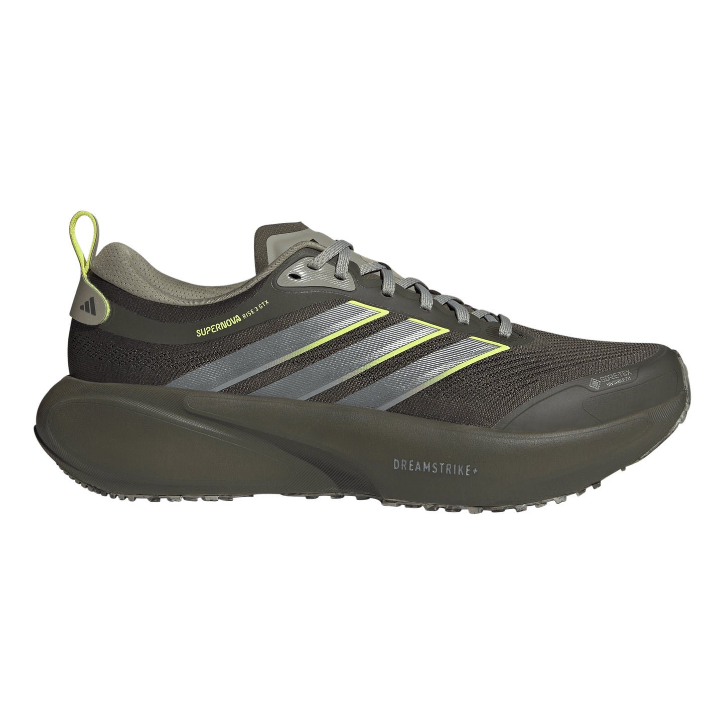 adidas Supernova Rise 3 GTX Chaussure de running sans stabilisateurs Hommes - vert olive, jaunes fluo