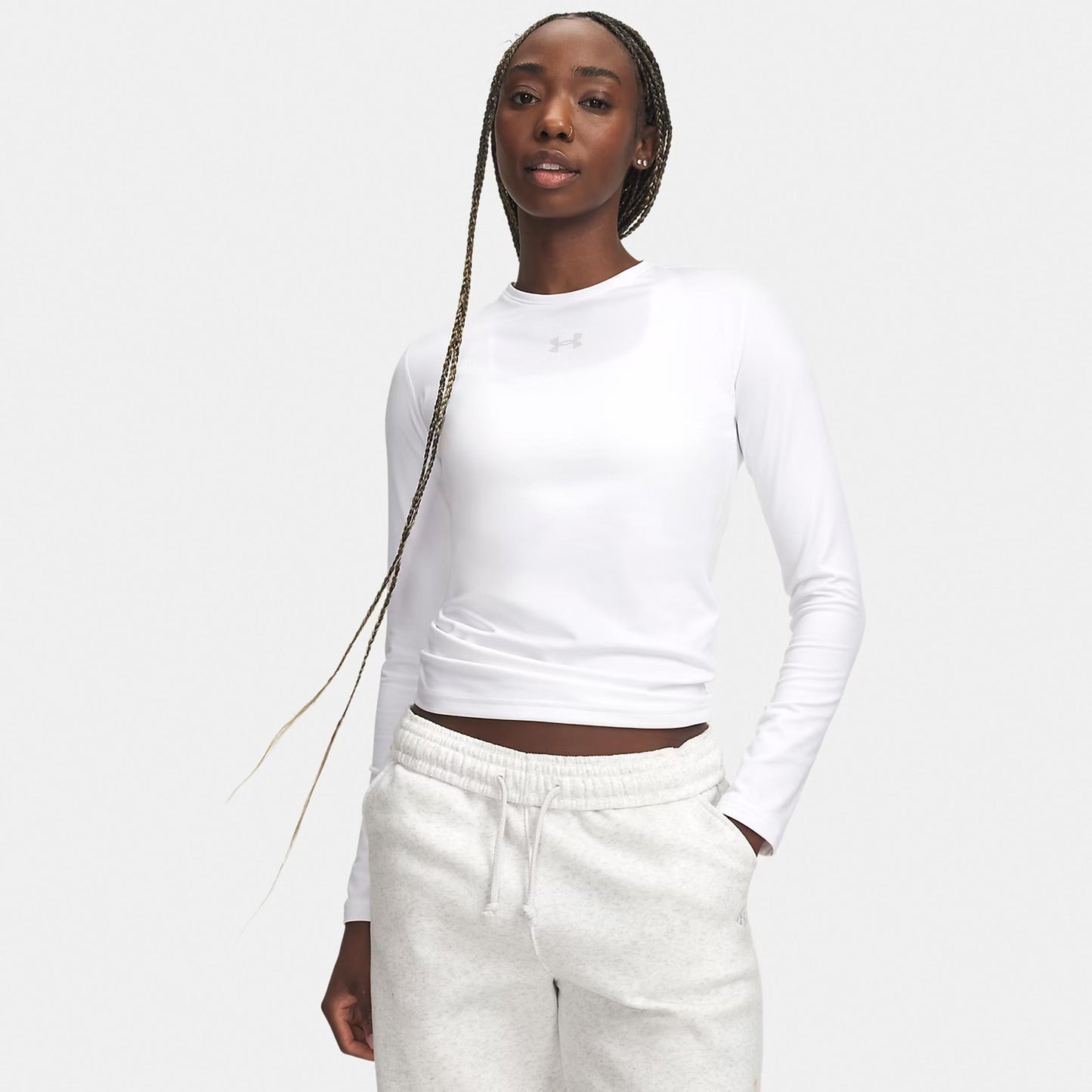 Under Armour ColdGear Crew Haut manches longues Femmes - blanc, gris clair