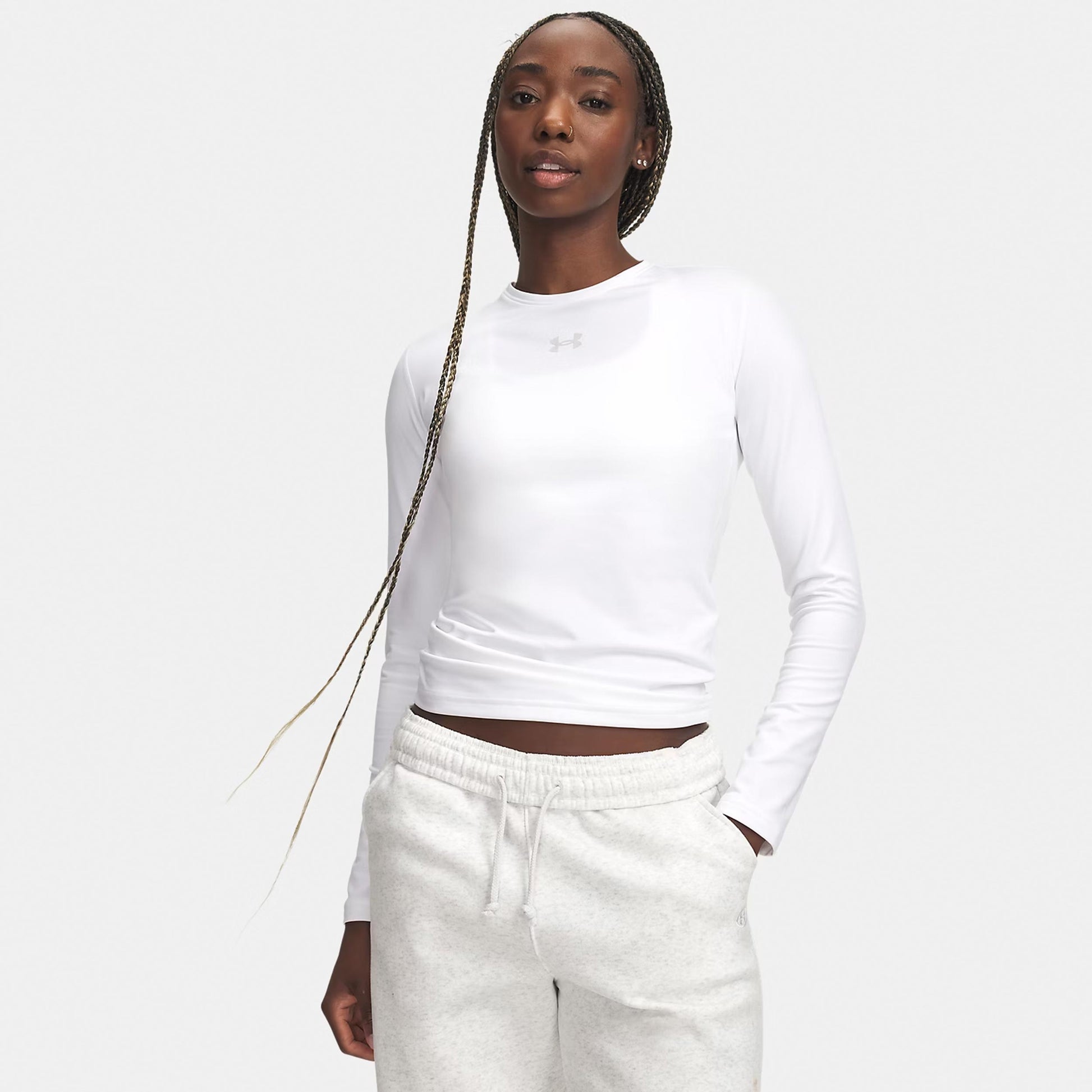 Under Armour ColdGear Crew Haut manches longues Femmes - blanc, gris clair