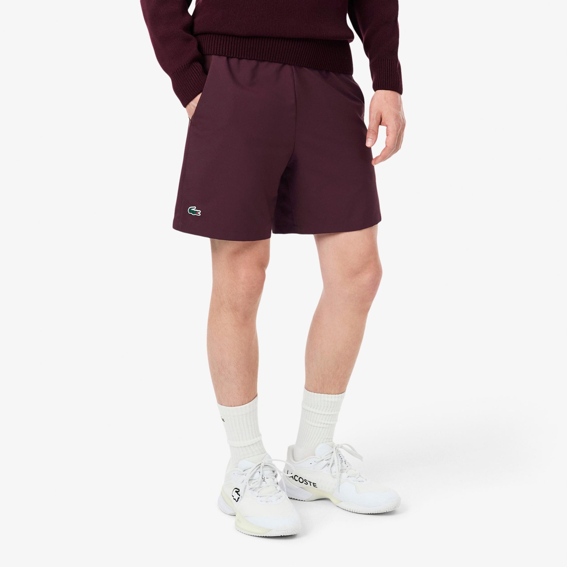 Lacoste Shorts Hommes - rouge foncé, blanc