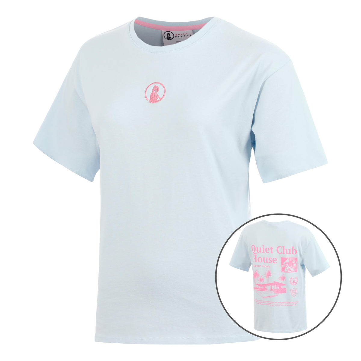 Quiet Please Club House Boyfriend T-shirt Femmes - bleu clair