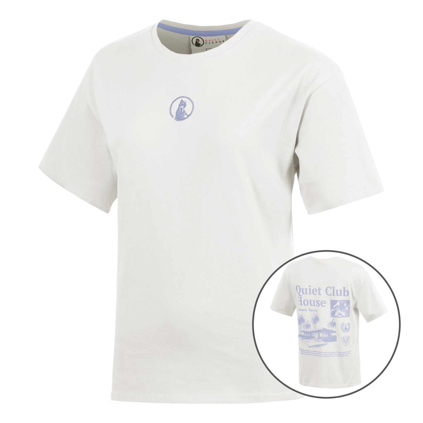 Quiet Please Club House Boyfriend T-shirt Femmes - crème