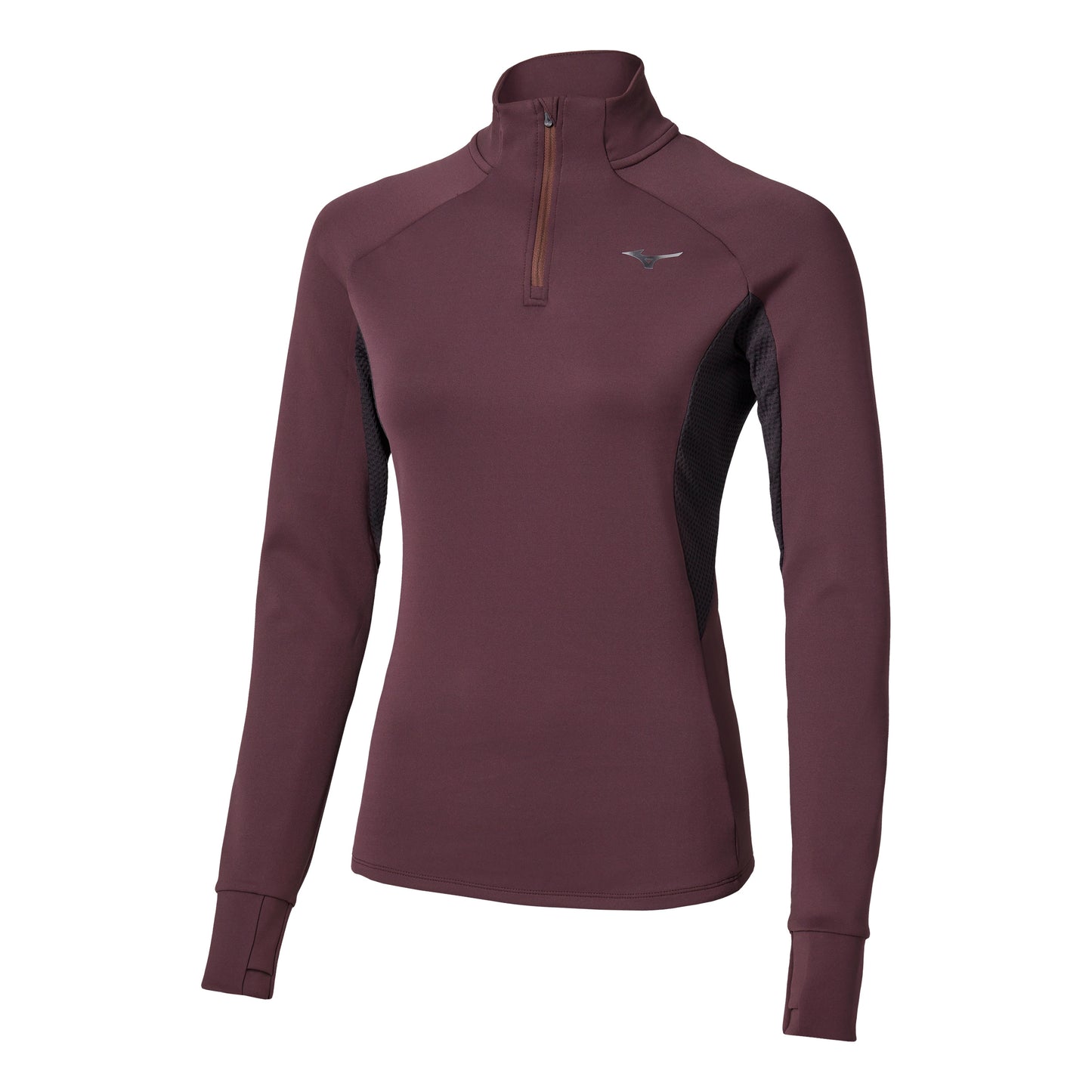 Mizuno Active Warmalite Half Zip Maillot de course Femmes - rouge foncé
