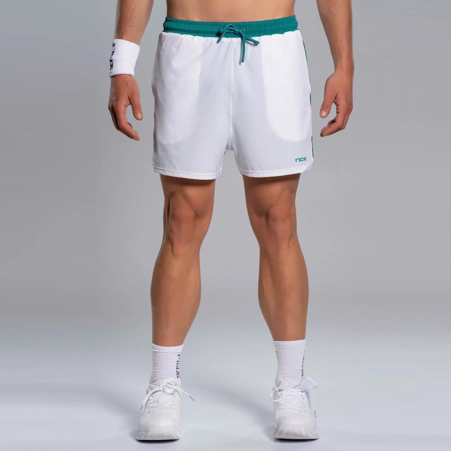NOX Pro Shorts Hommes - blanc, bleu-vert