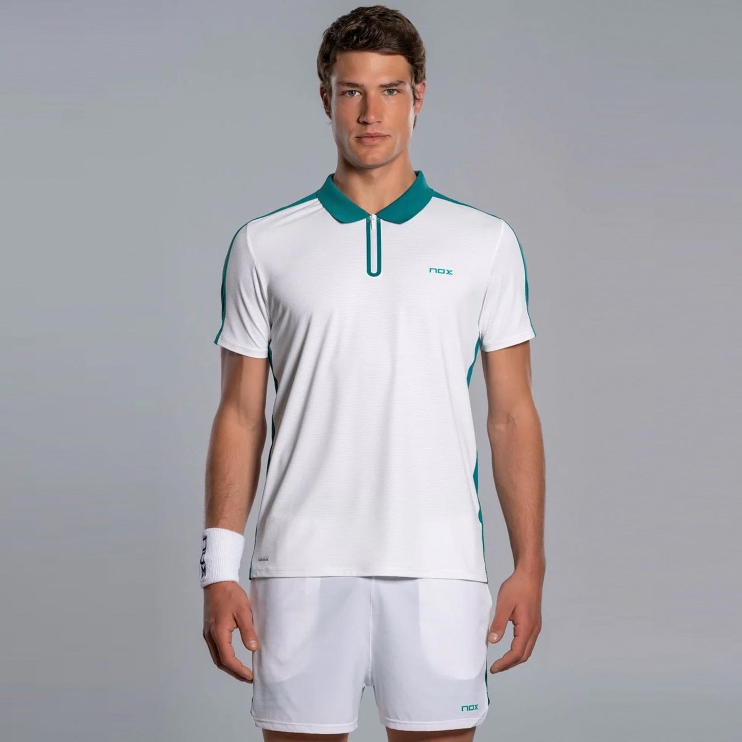 NOX Pro Polo Hommes - blanc, bleu-vert