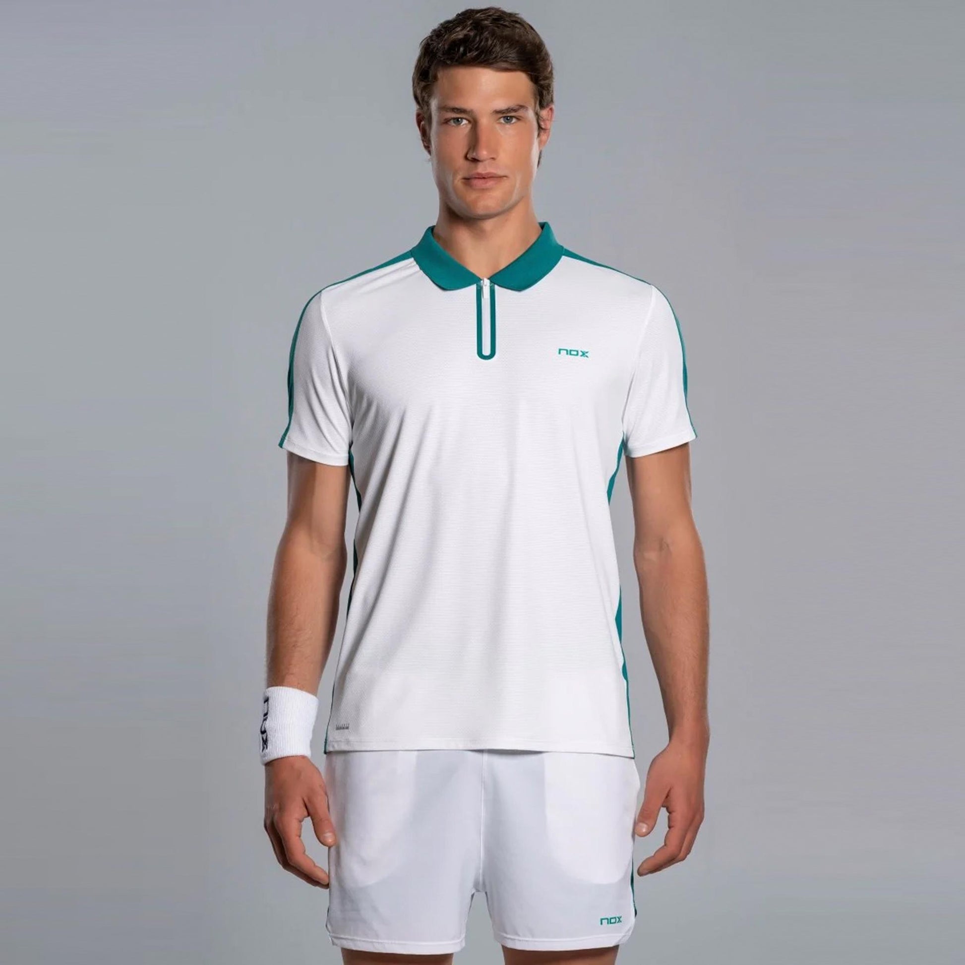 NOX Pro Polo Hommes - blanc, bleu-vert