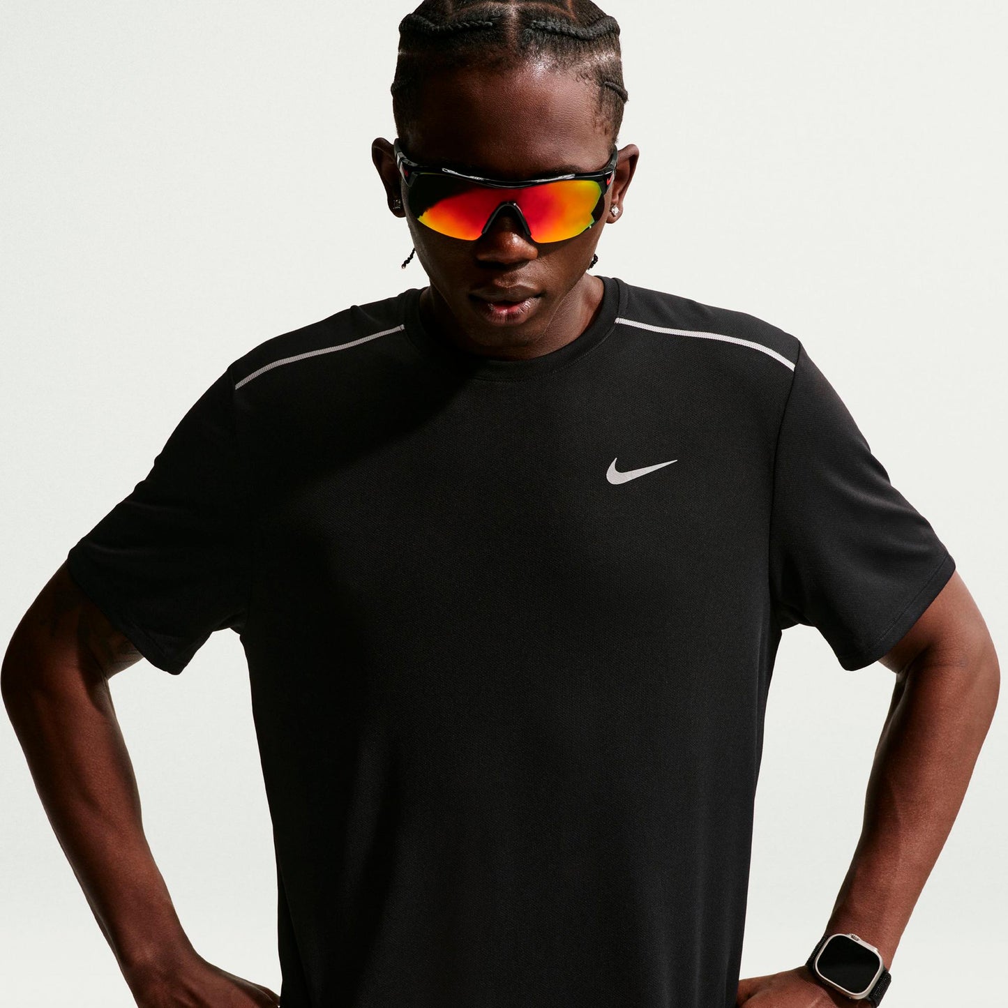 Nike Miler  Maillot de course Hommes - noir, argent
