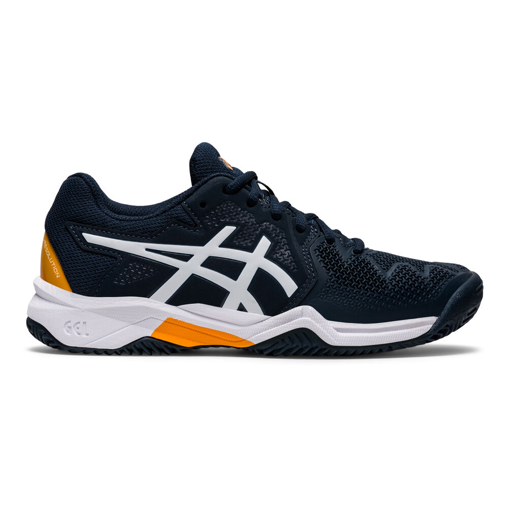 Asics Gel-Resolution 8 GS Clay Chaussure Terre Battue Enfants - Bleu Foncé , Blanc