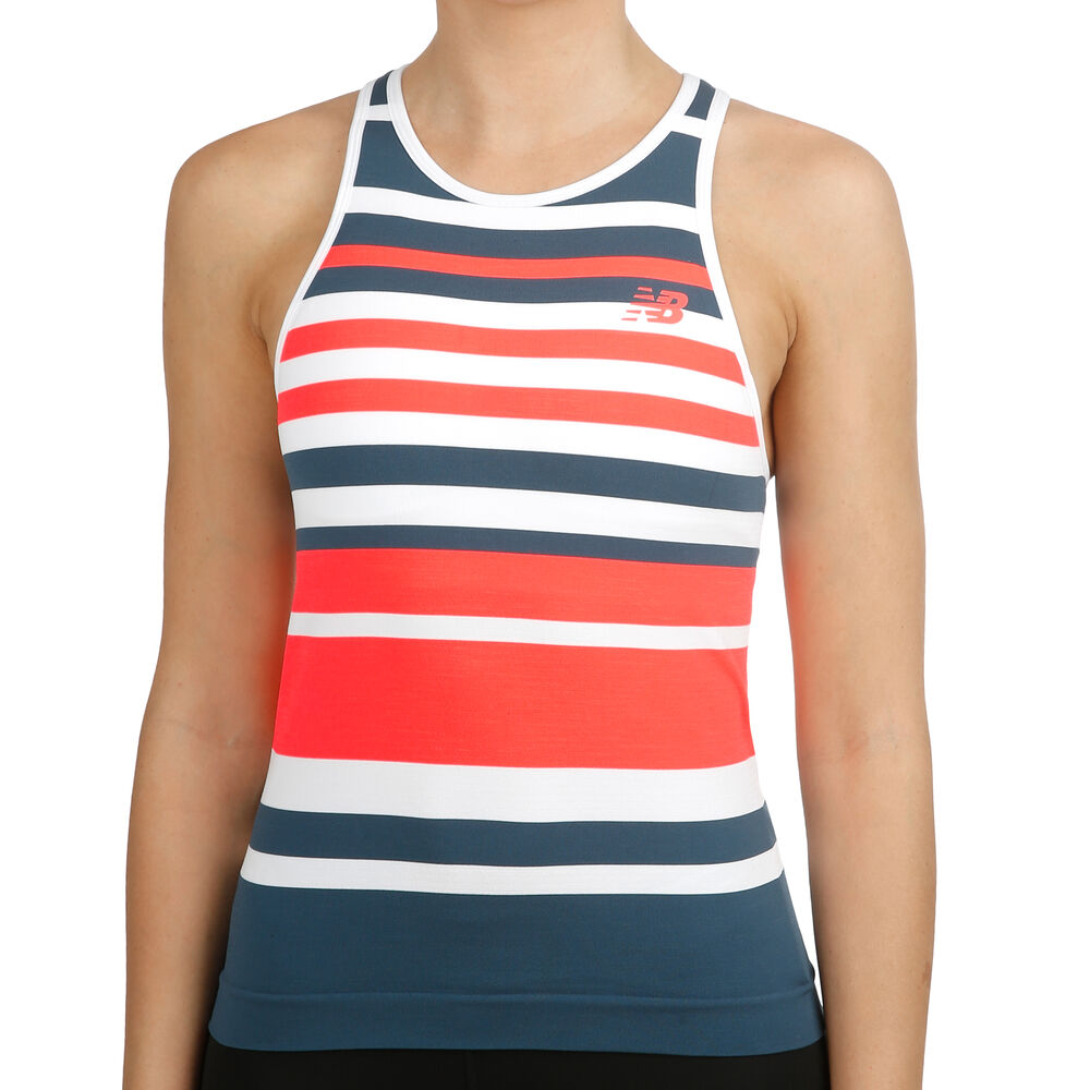 New Balance Tournament Seamless Débardeur Tank Top Femmes - Bleu Petrol, Rouge Clair
