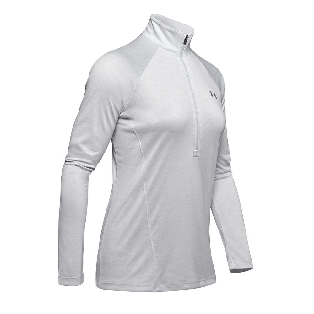 Under Armour Tech Twist Half-Zip Haut Manches Longues Femmes - Gris Clair , Argent