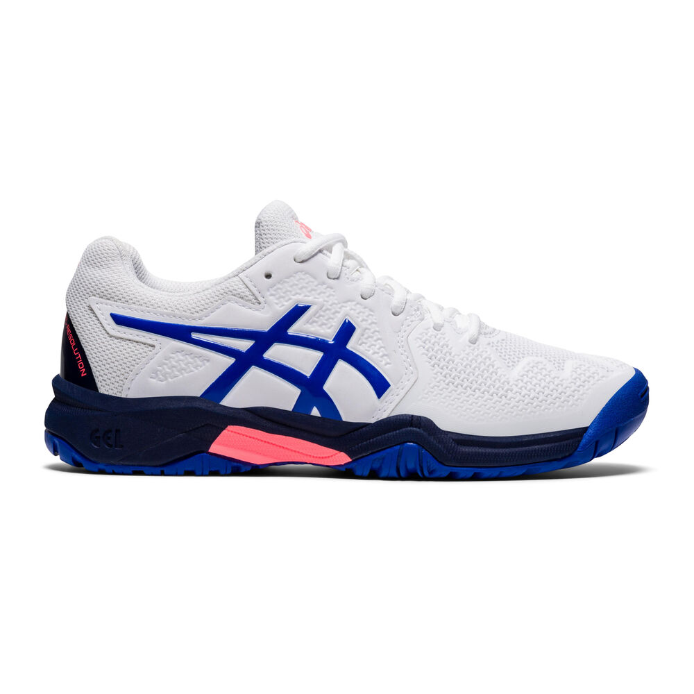 Asics Gel-Resolution 8 GS Chaussures Toutes Surfaces Enfants - Blanc , Bleu Foncé