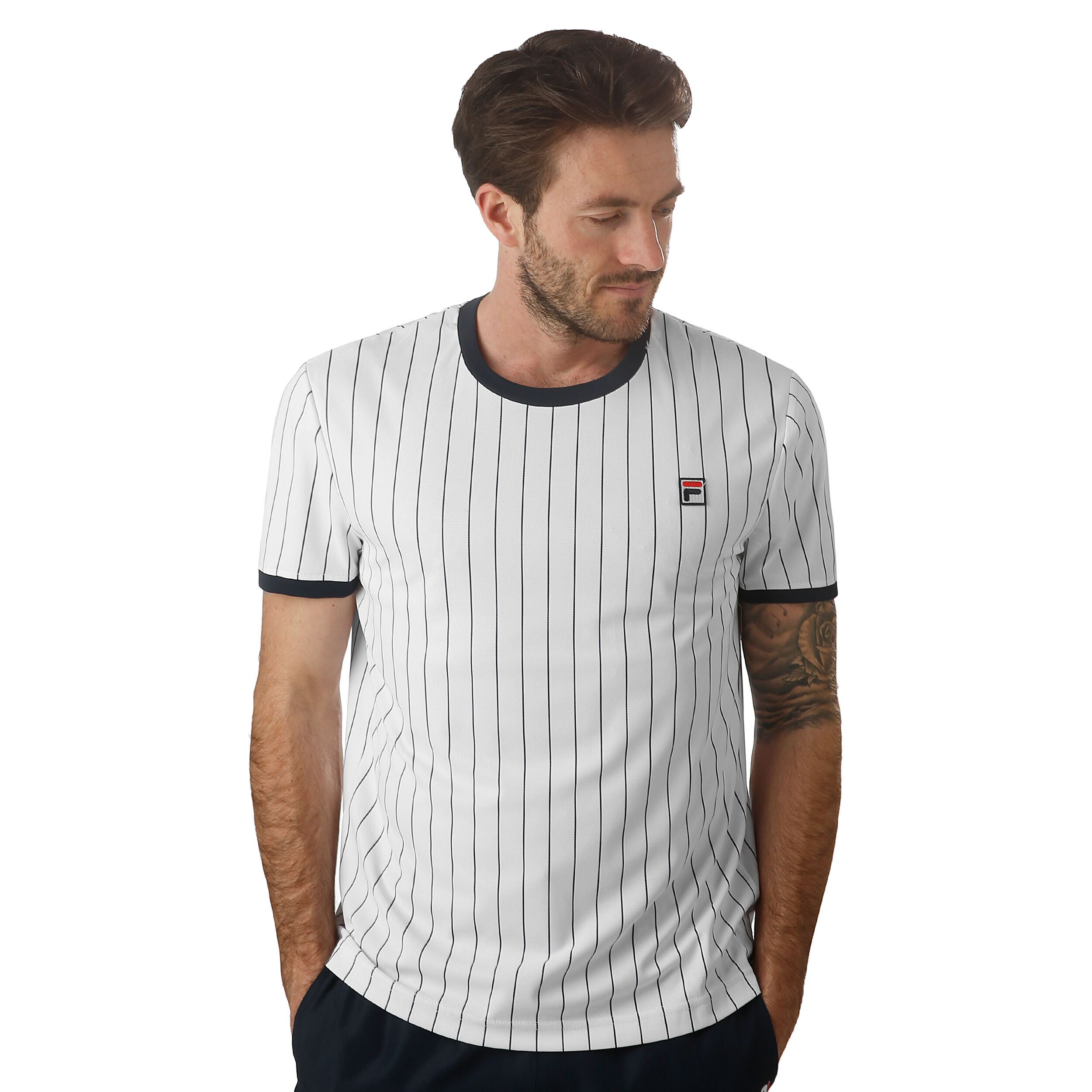 Buy Fila Stripes T shirt Hommes Blanc Bleu Fonc online Tennis