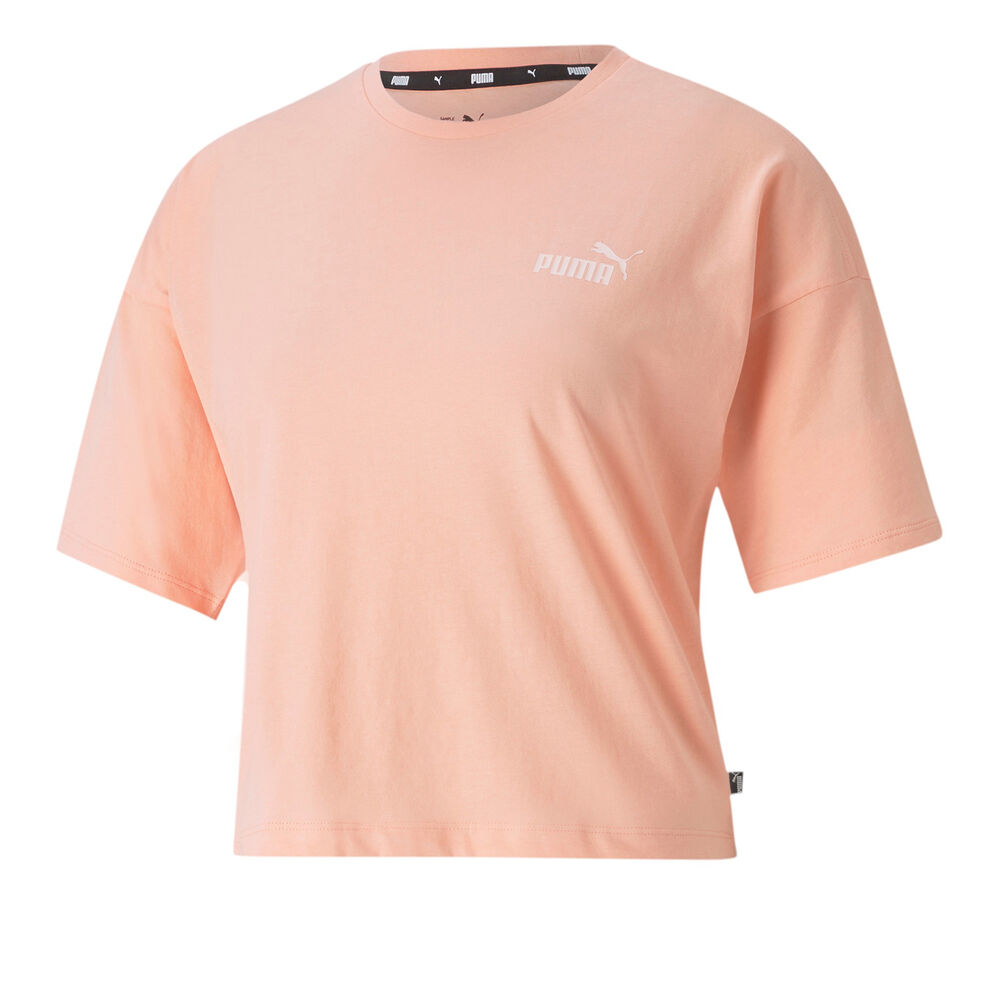 Puma Essential Cropped Small Logo T-shirt Femmes - Abricot, Blanc