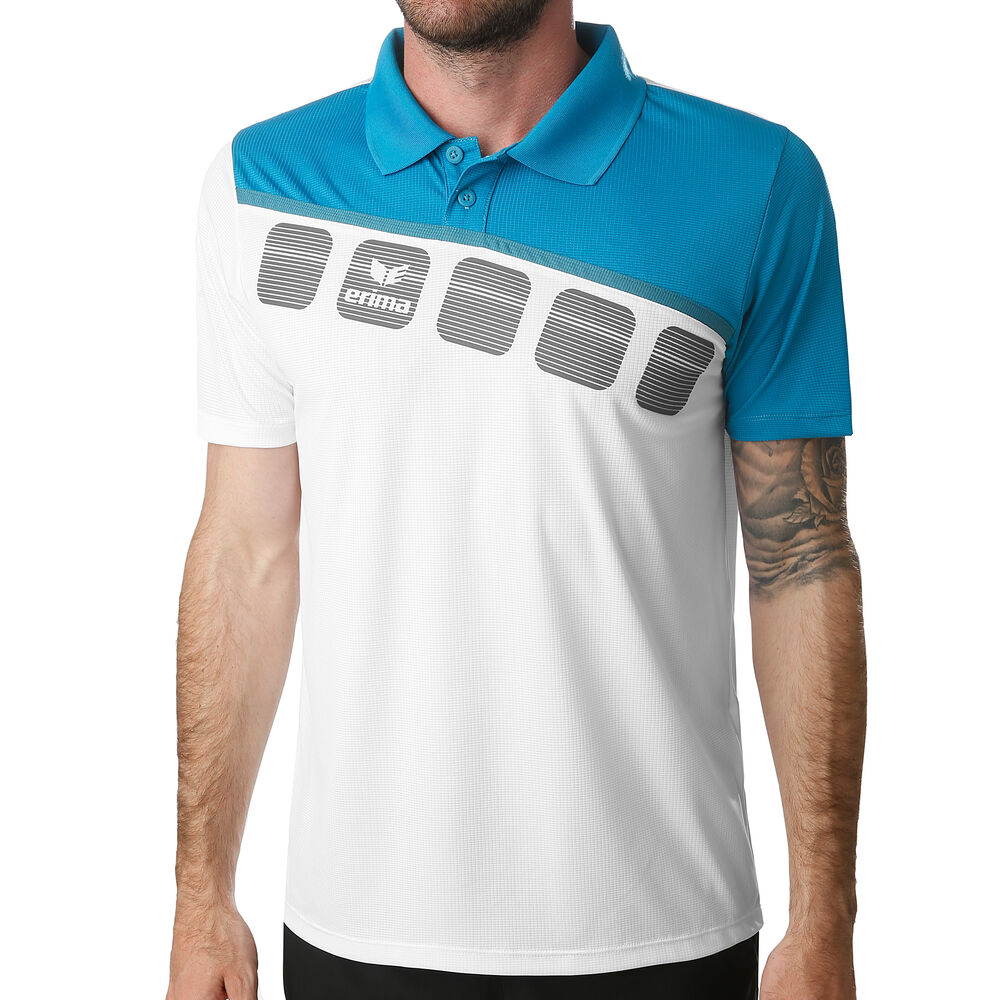 Erima 5-C Function Polo Hommes - Blanc , Turquoise