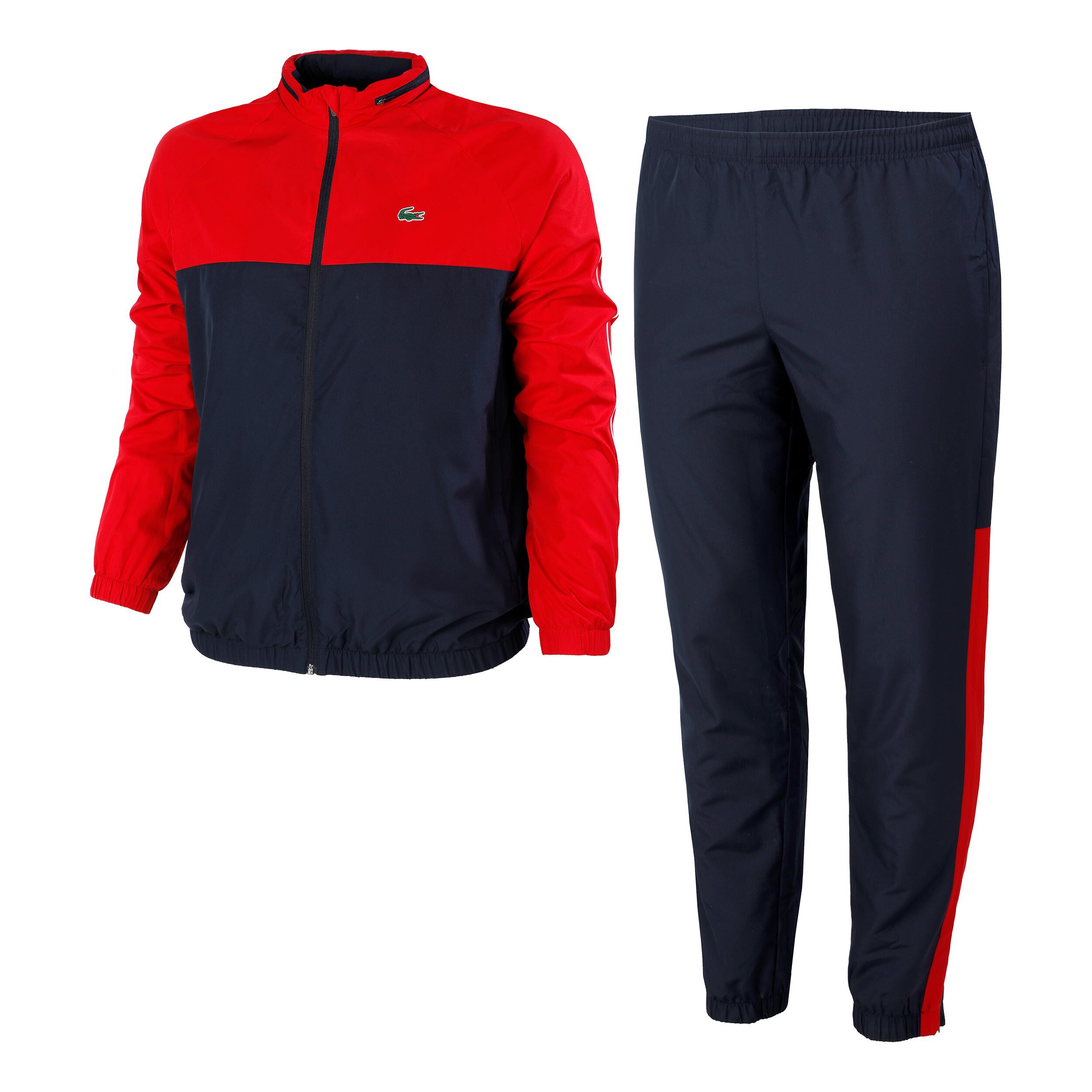 Survetement lacoste rouge outlet homme