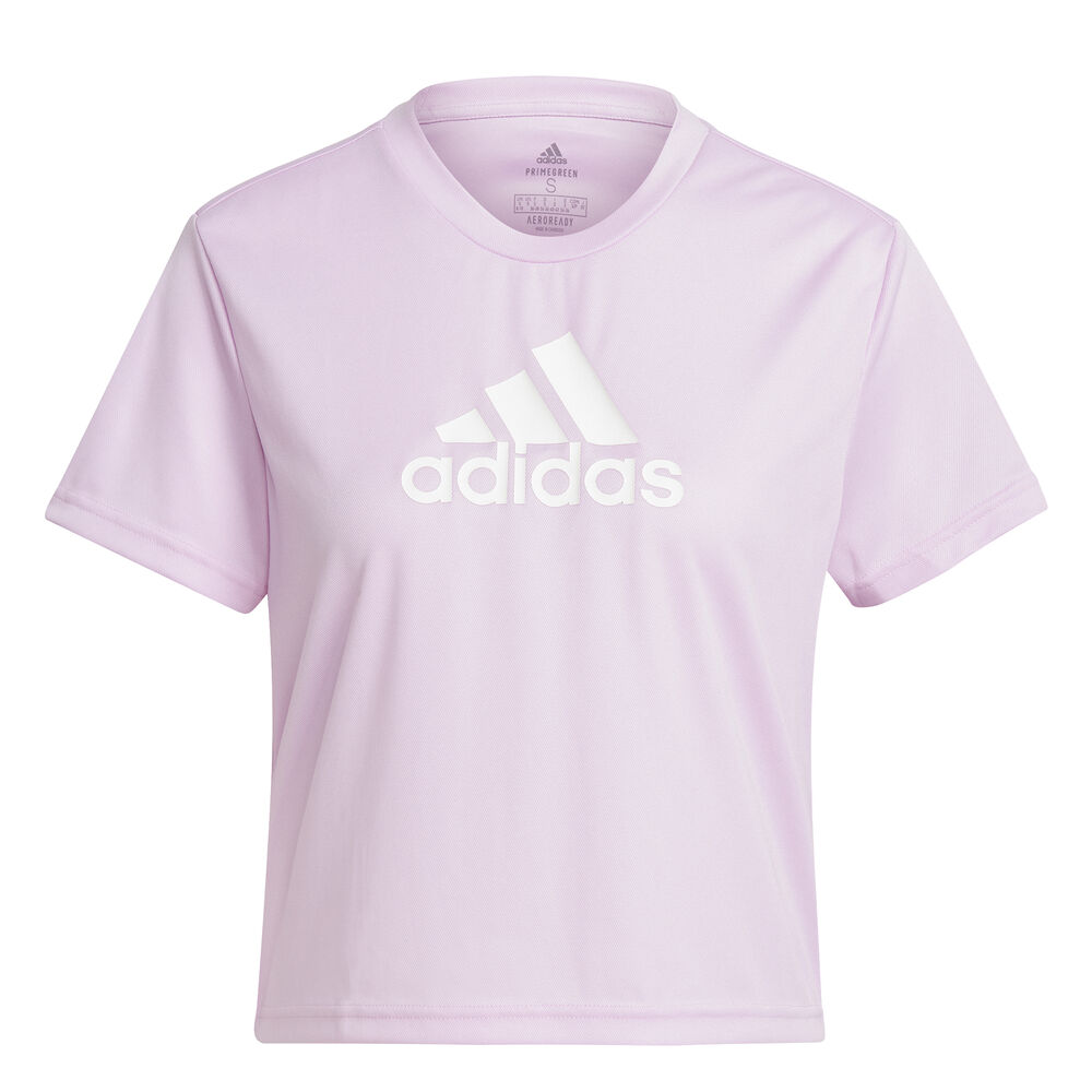 adidas Big Logo Crop T-shirt Femmes - Lilas , Blanc