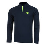V&ecirc;tements Quiet Please Quiet Please Wild Big Serve 1/4 Zip Haut Manches Longues Hommes-Bleu Fonc&eacute;,Vert Fluo