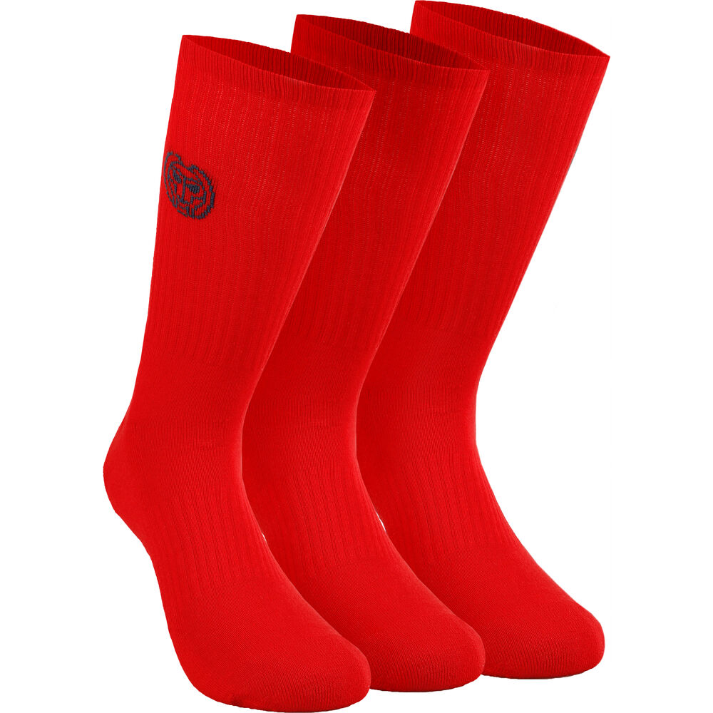 BIDI BADU Matayo Crew Tech Chaussettes De Sport Pack De 3 Hommes - Rouge Clair , Bleu