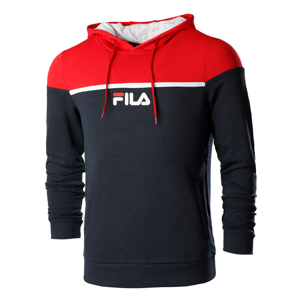 Fila David Sweat à Capuche Hommes - Bleu Foncé , Rouge