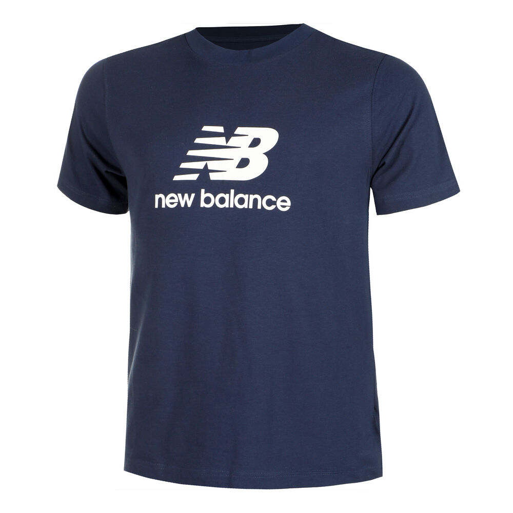 new balance stacked logo tee t-shirt hommes - bleu foncé