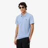 Ribbed Collar Polo Hommes - bleu gris, blanc