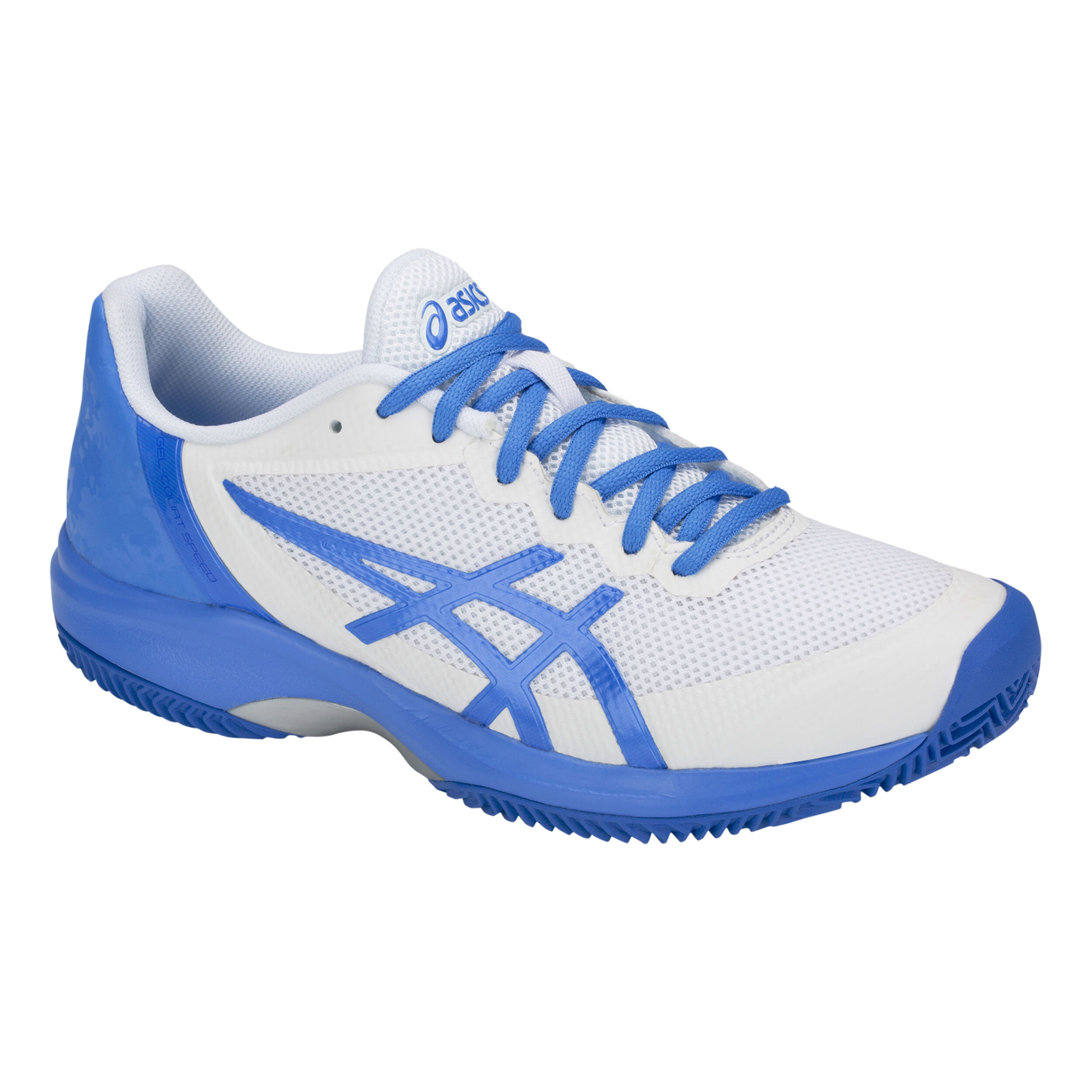 Gel Court Speed Clay Chaussure Terre Battue Femmes Blanc Bleu