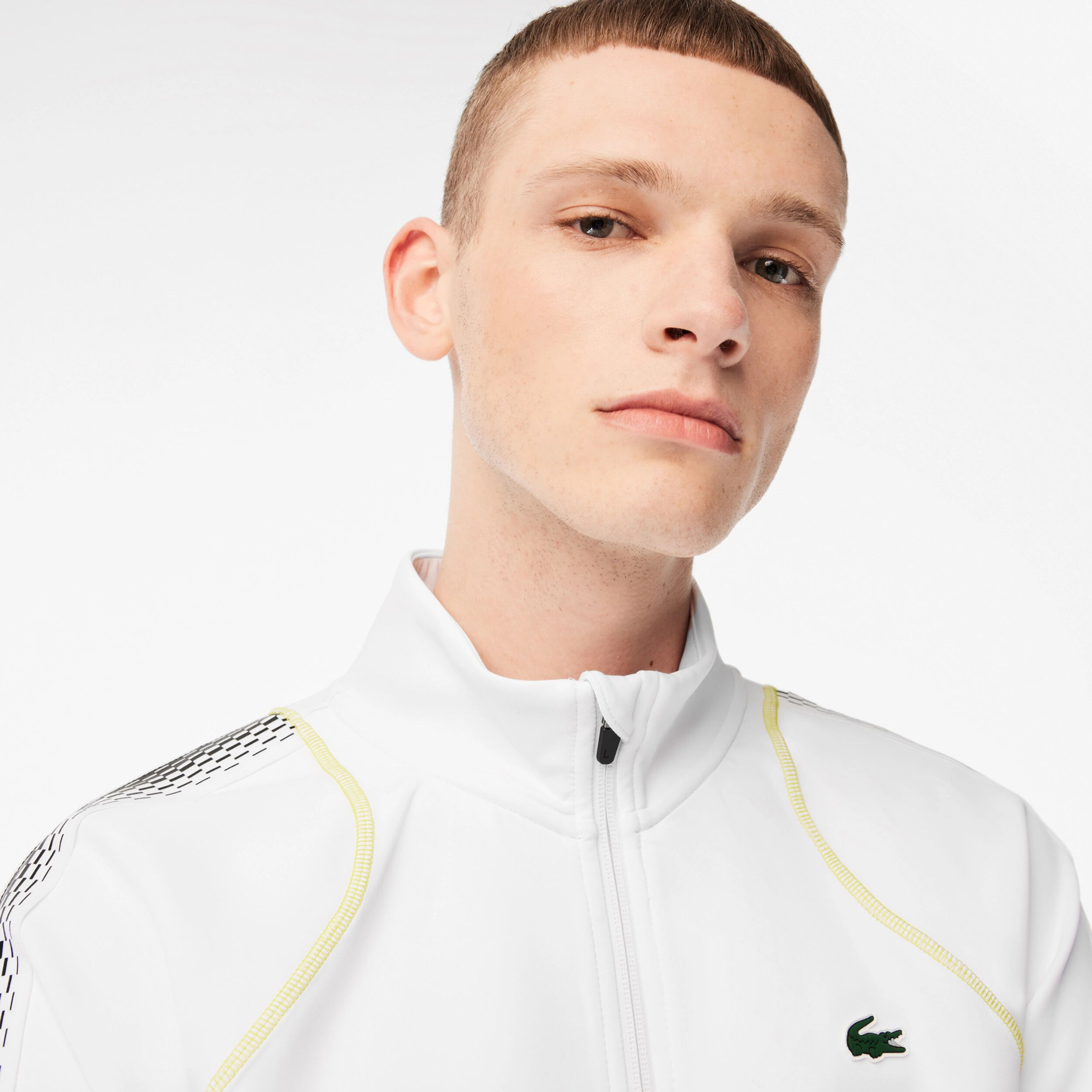 Buy Lacoste Gilet En Coton Hommes Blanc Jaune online Tennis Point FR