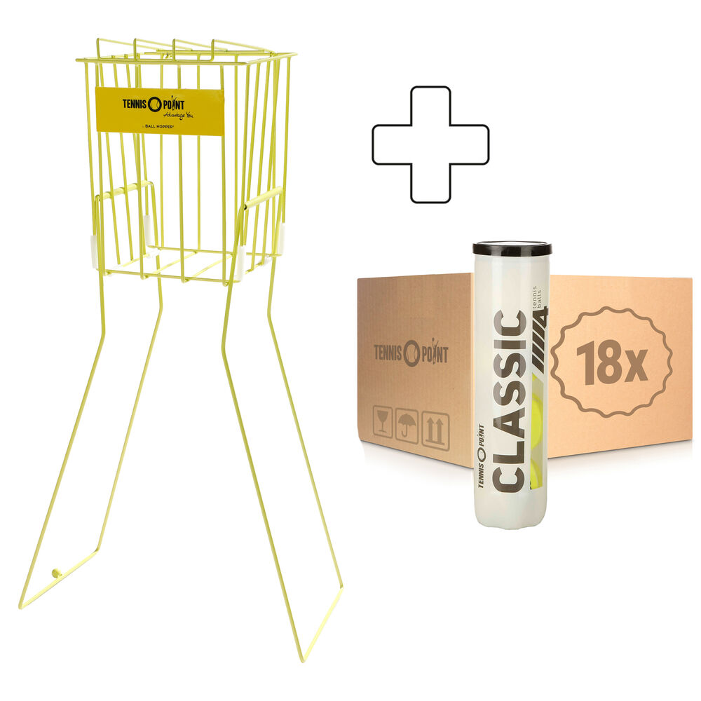 Tennis-Point Classic Tennisball 18 Tubes De 4 + Panier Ramasse Balles