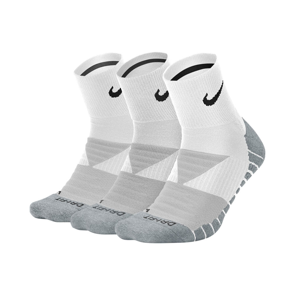 Nike Dry Cushion Quarter Chaussettes De Sport - Blanc , Gris