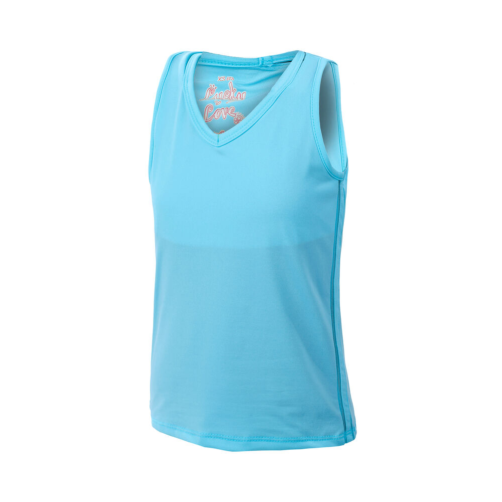 Lucky in Love V-Neck Cutout Débardeur Tank Top Filles - Bleu Clair
