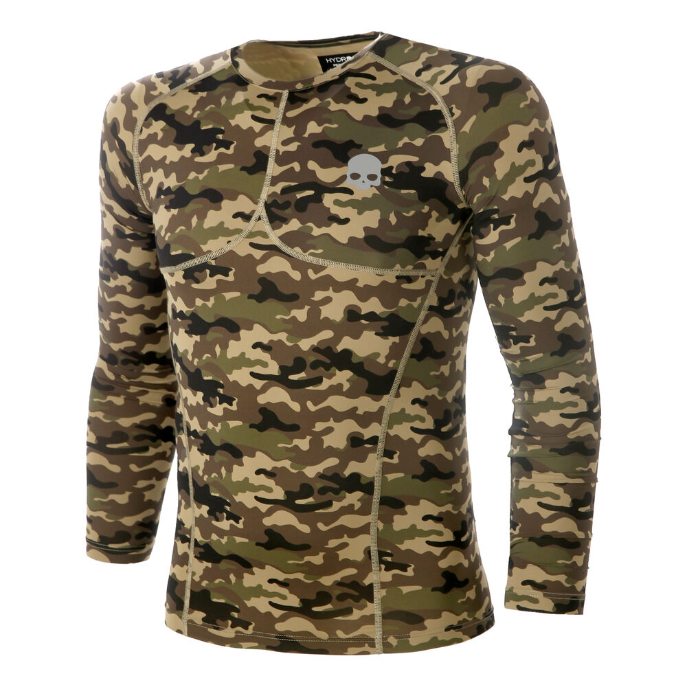 Hydrogen Printed Second Skin Haut Manches Longues Hommes - Marron , Multicouleur
