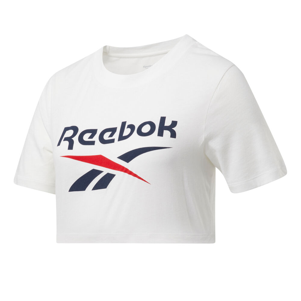 Reebok Ripped Crop T-shirt Femmes - Blanc , Bleu Foncé