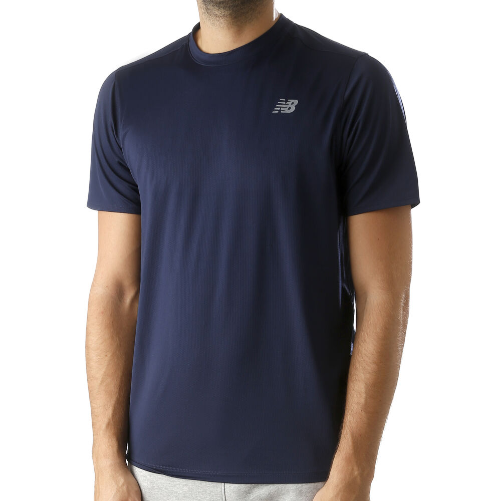 New Balance Rally Crew Solid T-shirt Hommes - Bleu Foncé , Argent