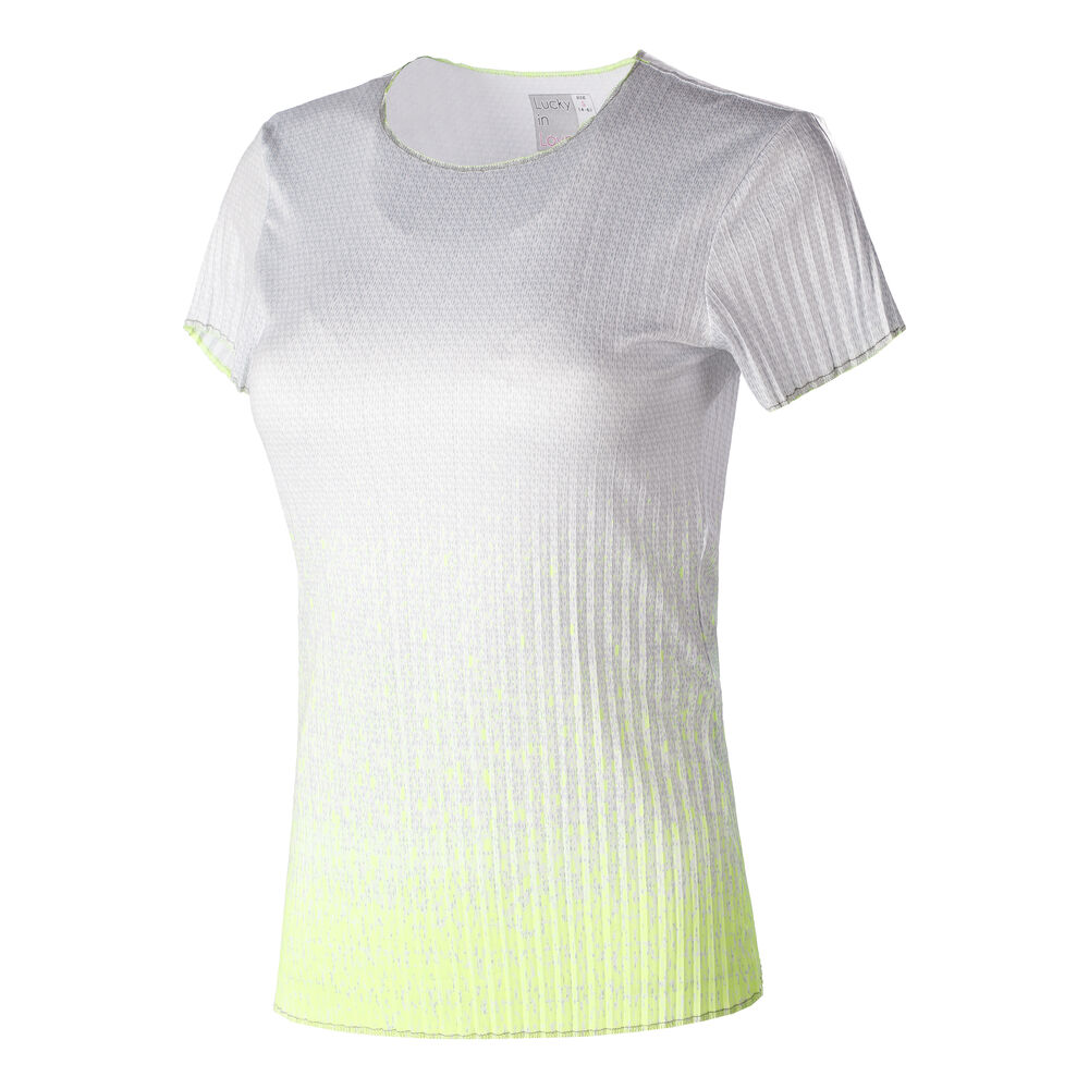 Lucky in Love Turn Up The Pleat T-shirt Femmes - Blanc , Jaunes Fluo