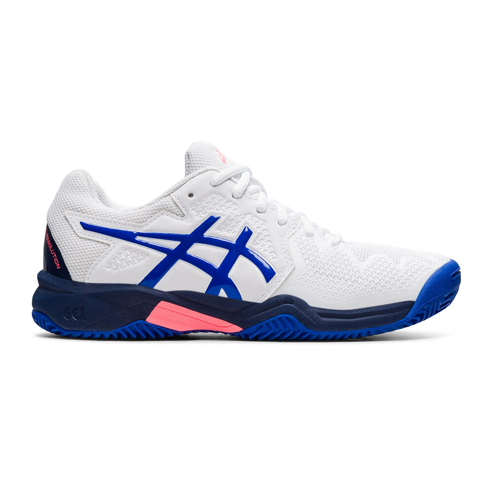 Asics Gel-Resolution 8 GS Clay Chaussure Terre Battue Enfants - Blanc , Bleu Foncé