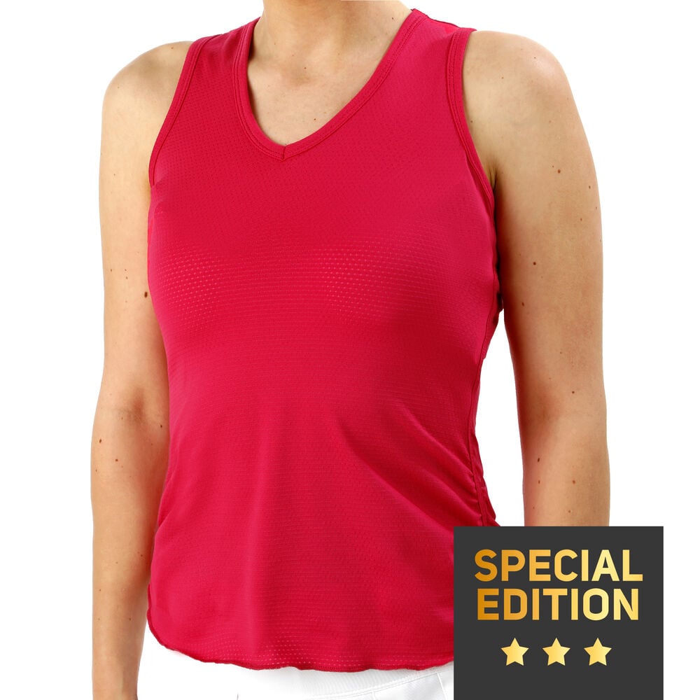 Lucky in Love Pindot V-Neck Débardeur Tank Top Edition Spéciale Femmes - Pink , Blanc